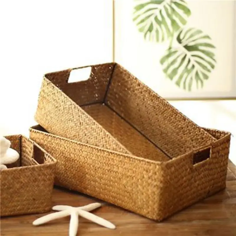 Woven seagrass basket for fruit and storage Livraison Express