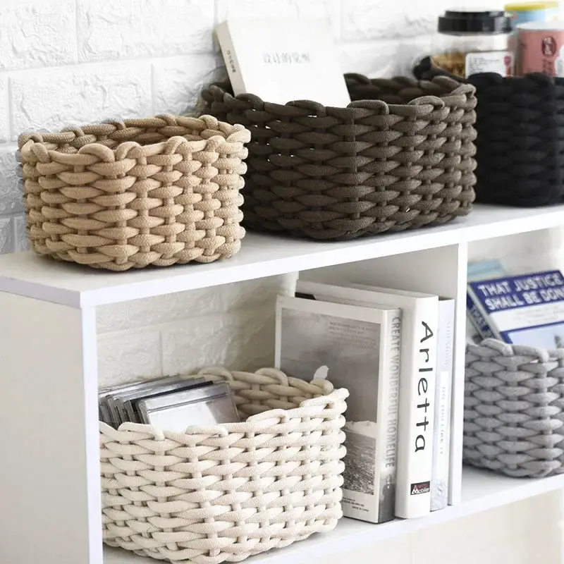 Cotton rope basket for various storage and nordic decoration Prix Choc