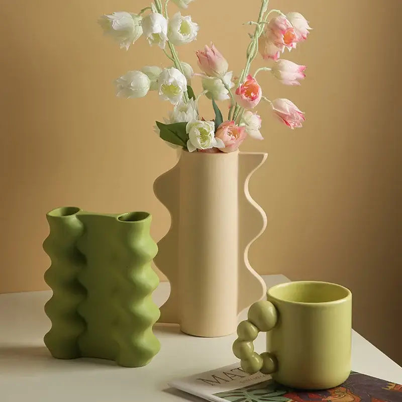 Haute Qualité Nordic geometric ceramic vase for dried flowers home decoration