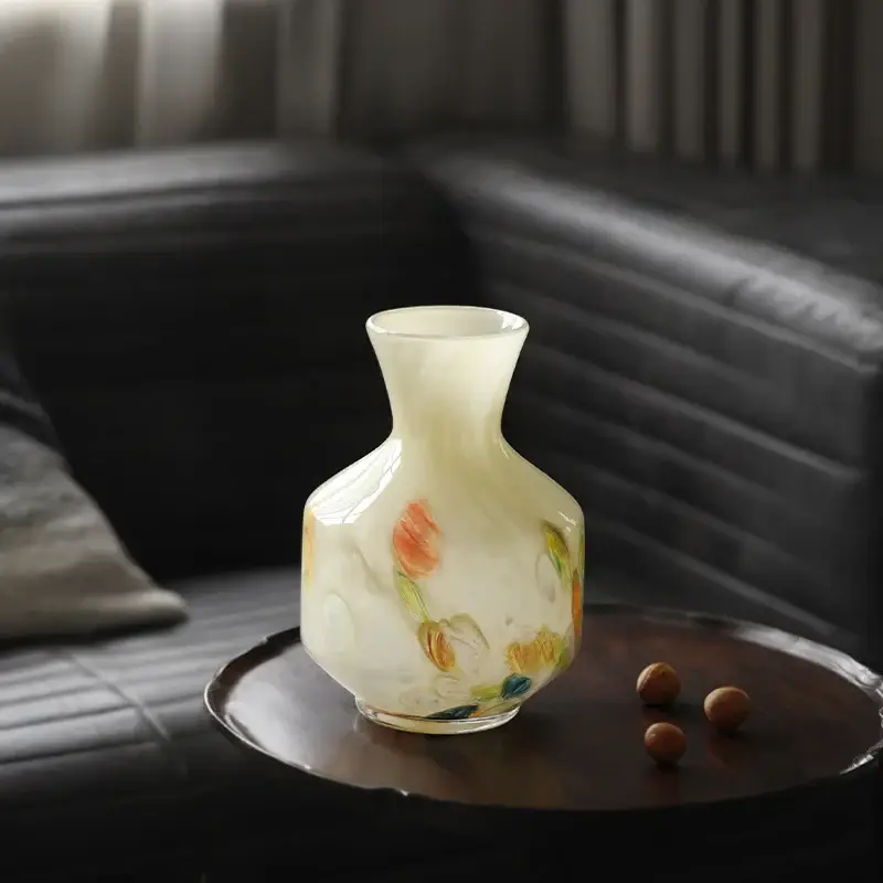 Remise Printed glass vase with floral pattern for terrarium home decoration