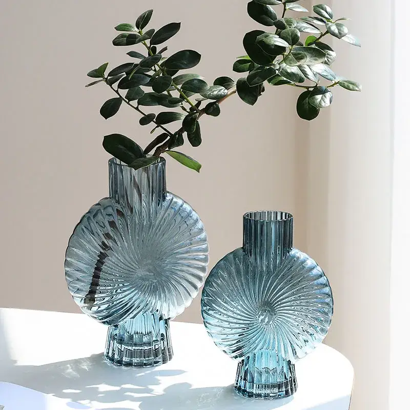 Meilleur Choix Modern spiral pattern glass vase for home decor
