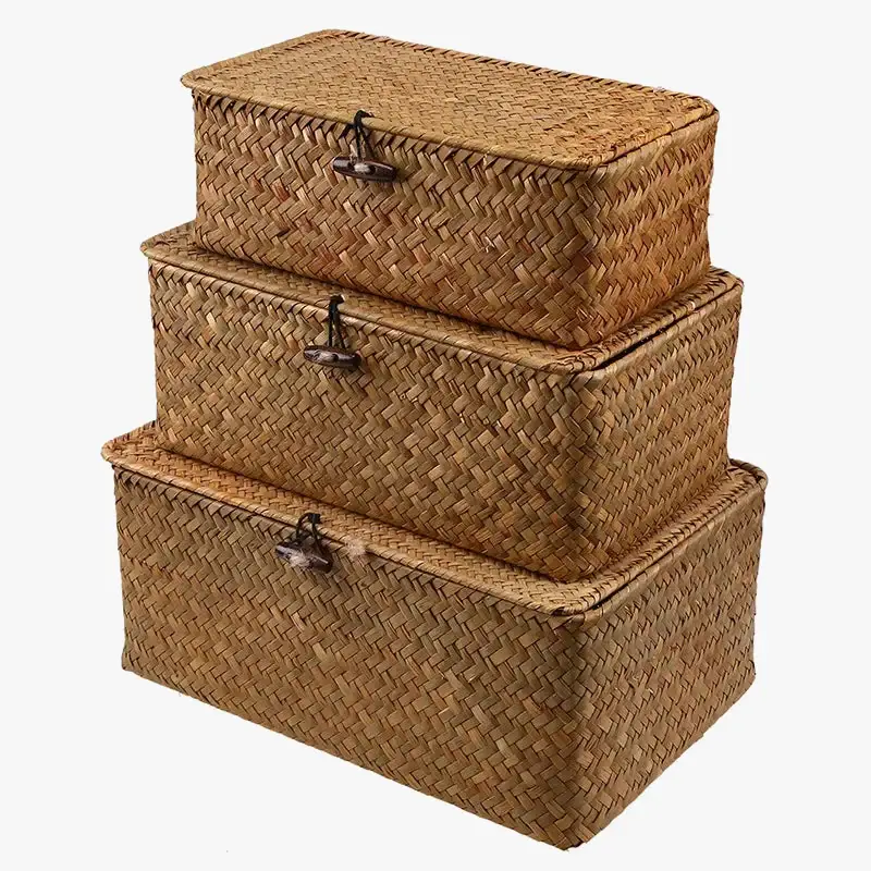 Seagrass woven storage box for bath products Solde