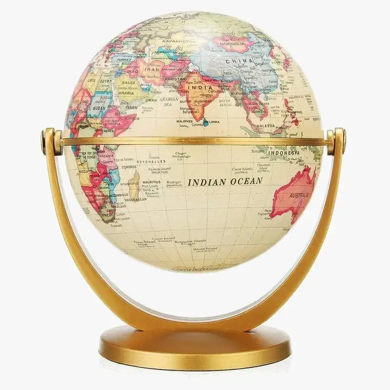 Set of 2 retro educational rotating globes for desk and decoration Bon Marché