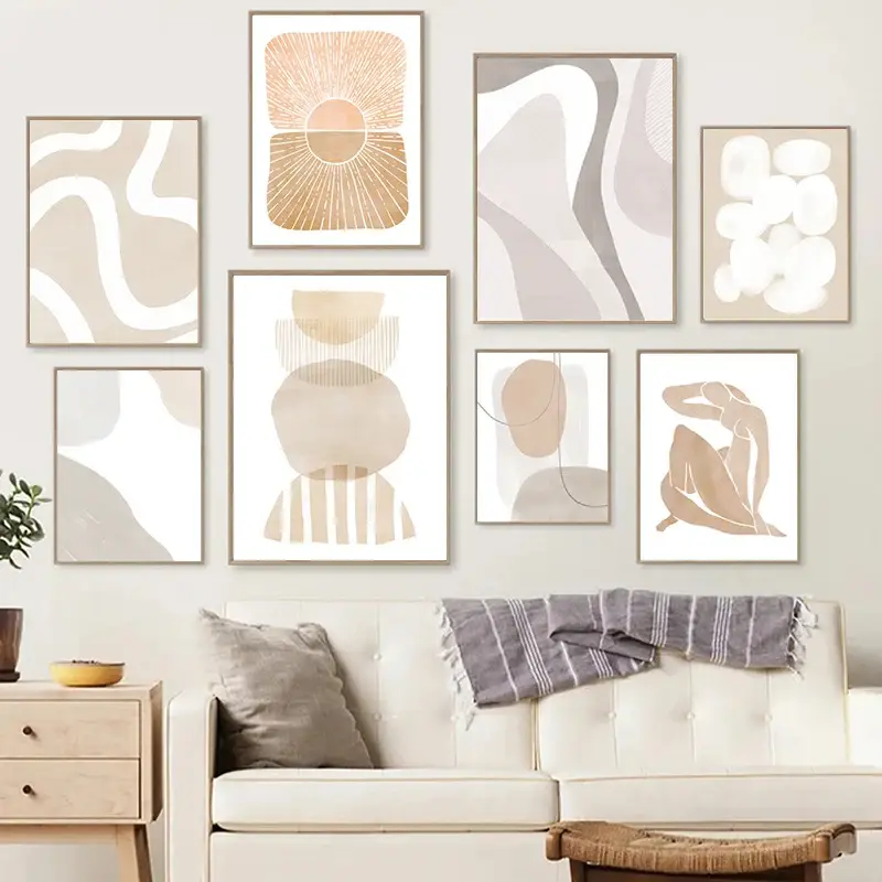 Remise Abstract geometric canvas in neutral tones for wall decoration