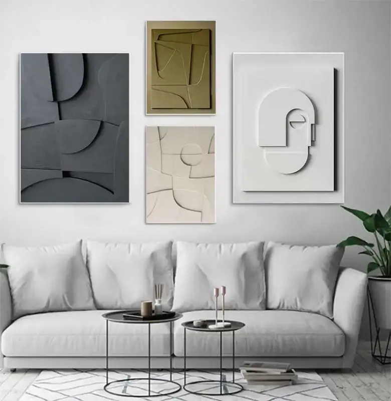 Abstract geometric painting 3d effect nordic wall decoration Commande En Gros