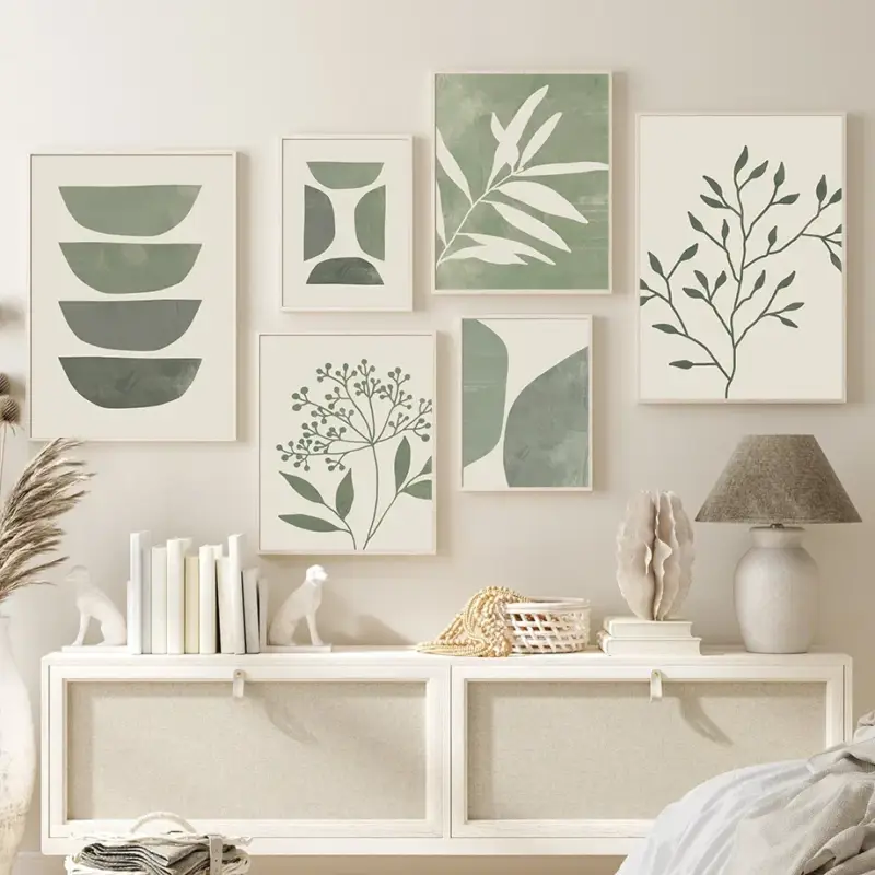Abstract geometric plant boho wall art for home decor Dernier Modèle