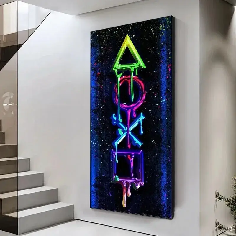 Graffiti painting playstation game room wall decoration video games Petit Prix