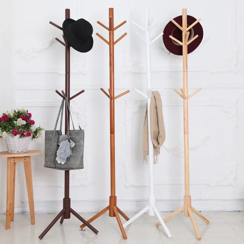 Wooden hangers hat and coat rack with hooks Commande En Gros