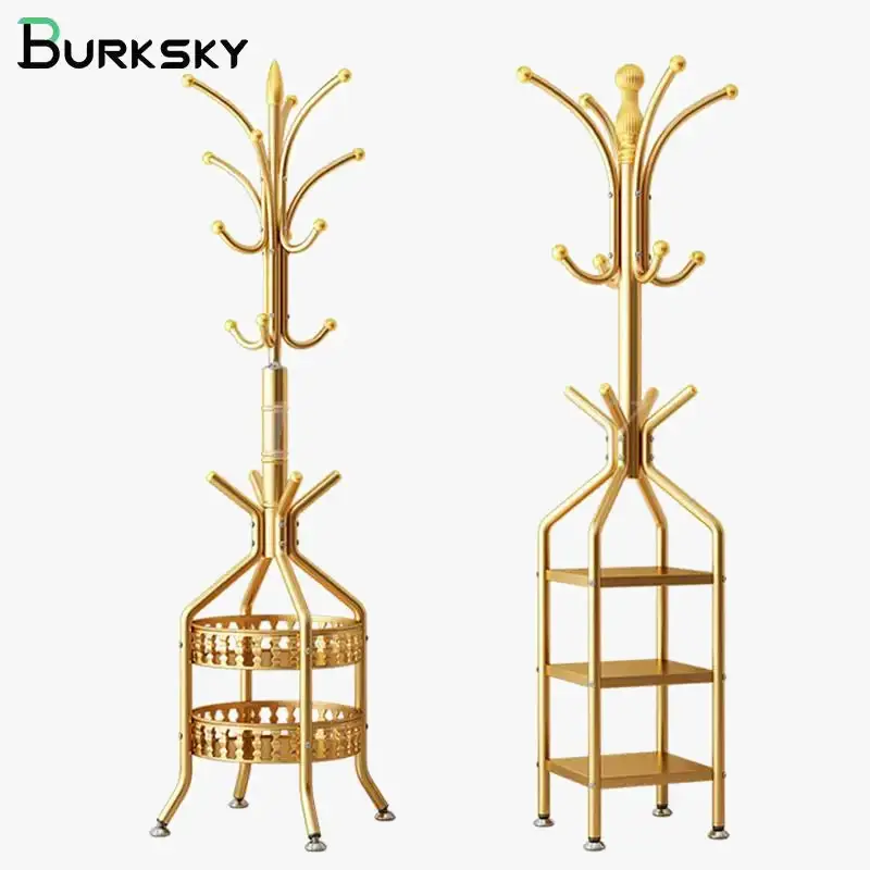Retour Gratuit Metal floor coat rack with practical shelves