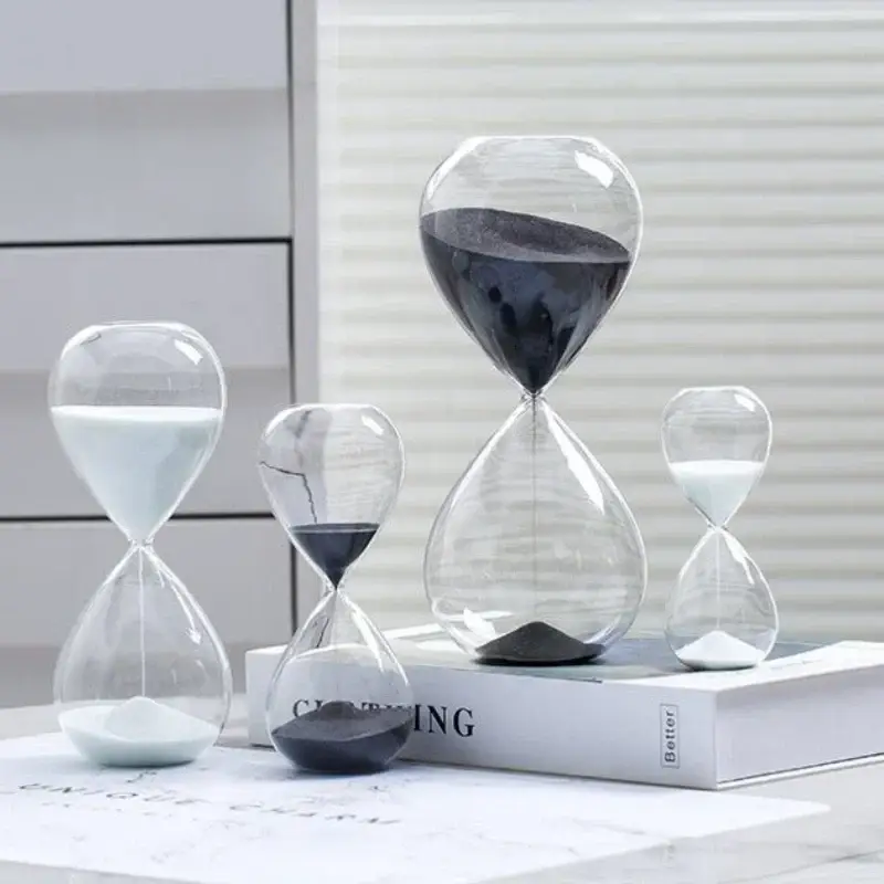 Colored glass hourglass modern decoration for office and home Nouvelle Collection