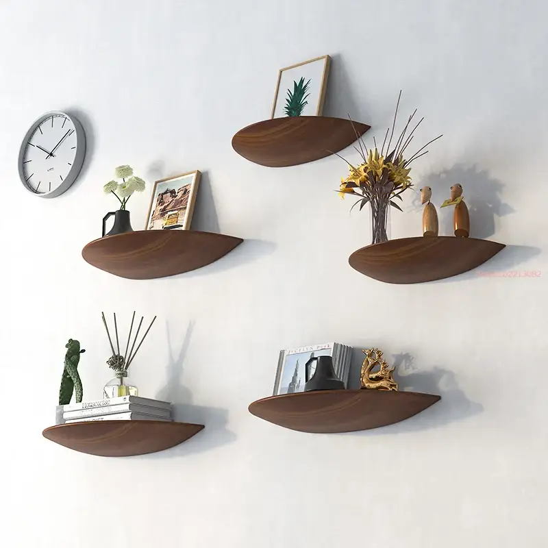 Semi-circle wooden wall shelf for storage and decoration Expédition Rapide
