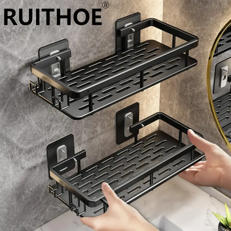Paiement Sécurisé No-drill wall shelf for bathroom and kitchen storage