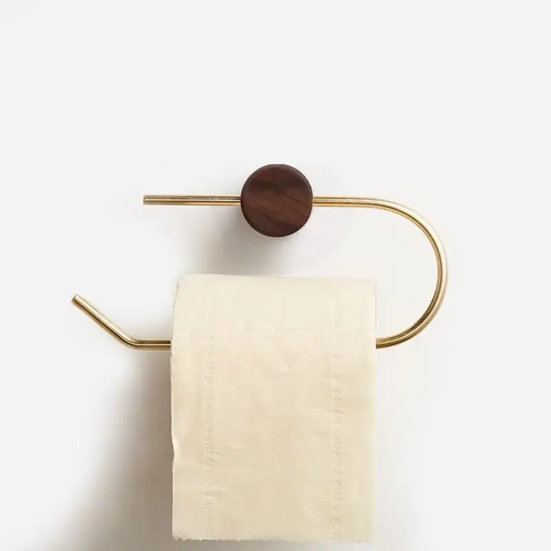 Petit Prix Wooden wall-mounted toilet paper holder with convenient storage