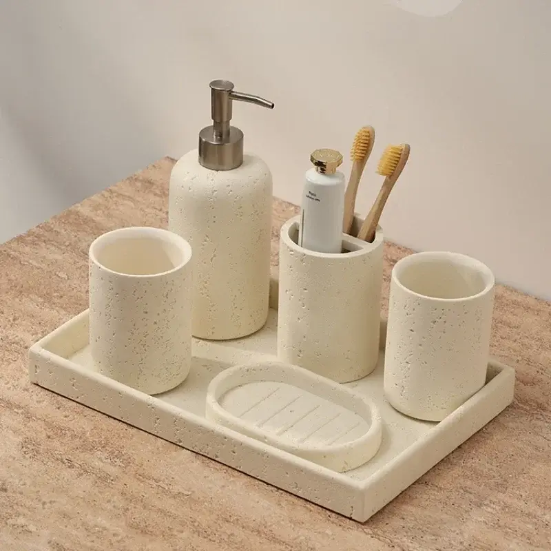 Stoneware bathroom accessories for storage and decoration Top Vente