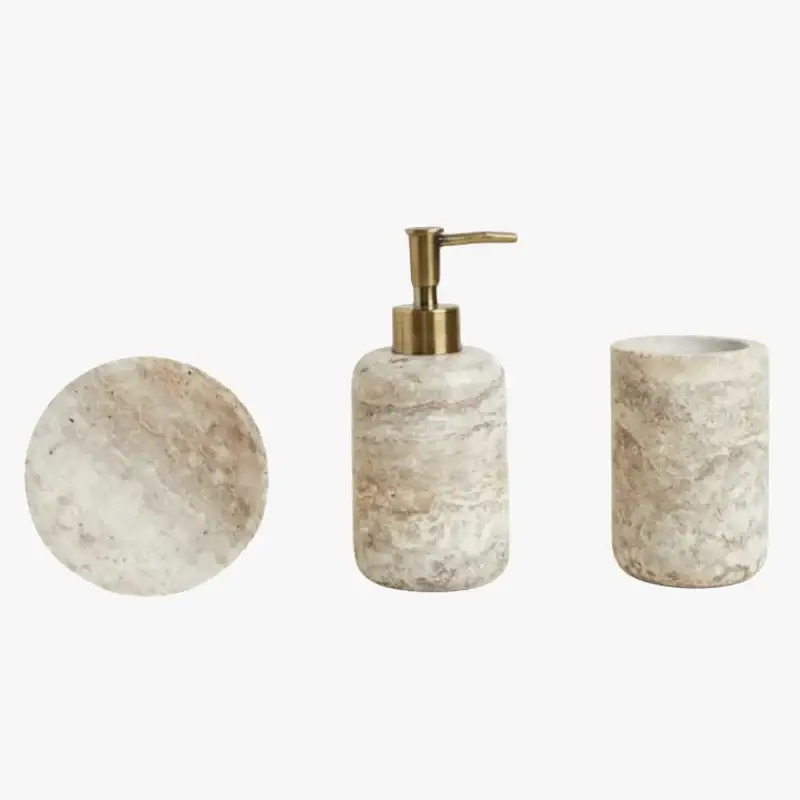 Wabi-sabi travertine bathroom accessory set Promotion