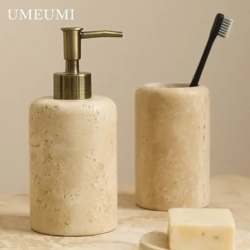 Luxury travertine toothbrush holder for bathroom Dernière Chance