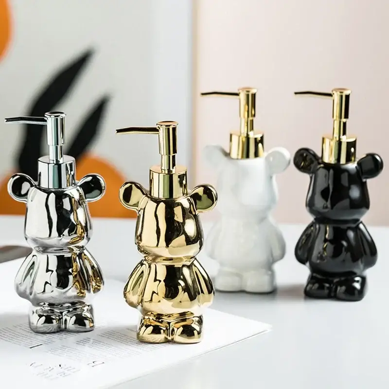 Produit De Marque Creative emulsion bottle galvanized bear dispenser 200 ml decorative