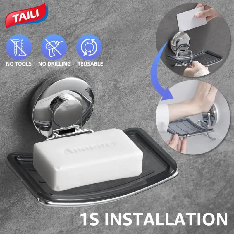 Commande En Gros Self-draining suction cup soap dish for bathroom and kitchen