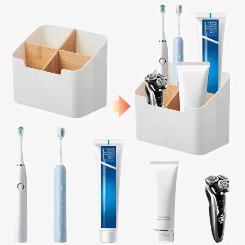 Offre Spéciale Bamboo toothbrush holder for bathroom and storage