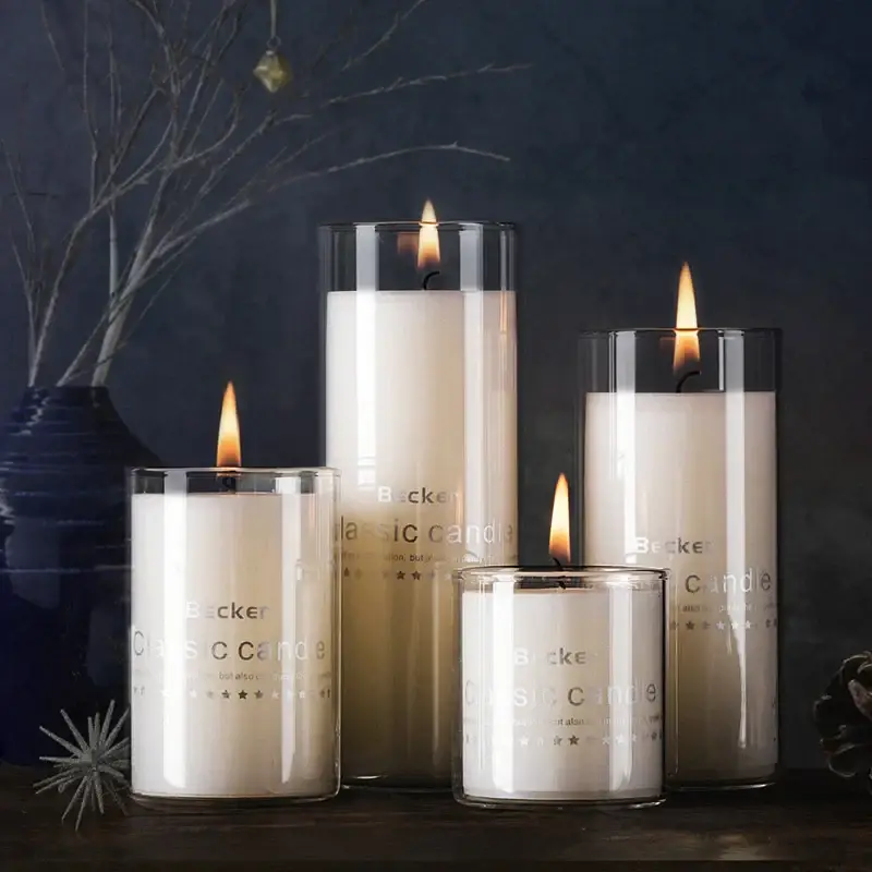 Transparent glass candle holder for european candles and events Prix Cassé
