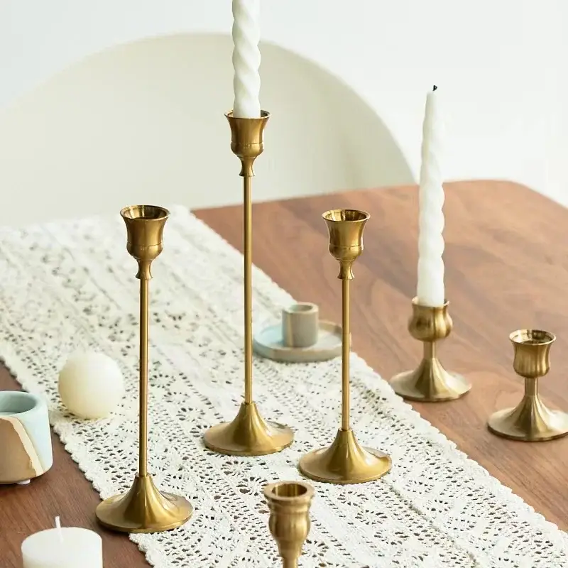 Decorative brass gold candle holder kit for weddings and dinners Acheter En Ligne