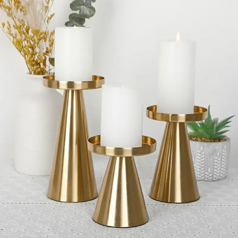 Set of 3 metal candle holders for wedding decor and luxury gifts Meilleur Prix