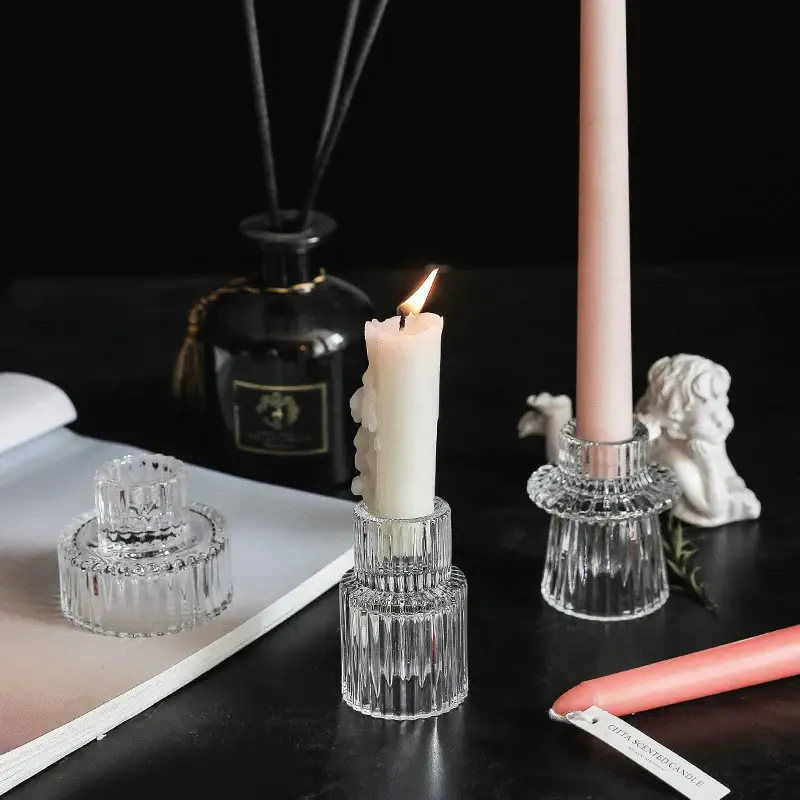 Haute Qualité Vintage glass candle holders with nordic patterns