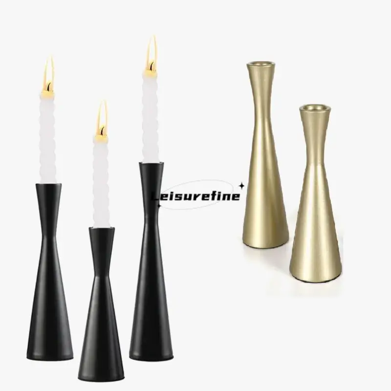 Set of 3 modern iron candle holders for festive decoration Offre Spéciale
