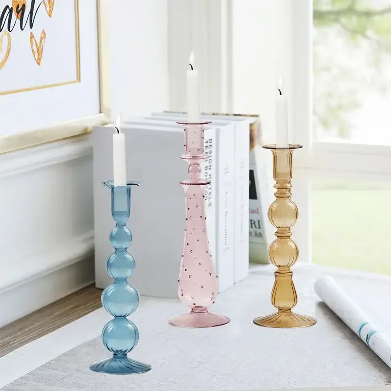 Retro glass candle holder for home and wedding decor Nouvelle Collection