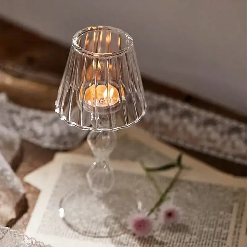Acheter En Ligne European style glass desk lamp creative candle holder for wedding d…
