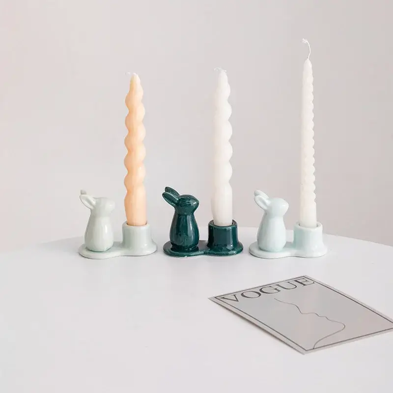 Soldes Decorative ceramic bunny candle holders for the home