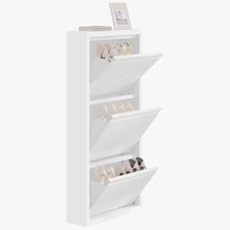 Réduction Narrow shoe cabinet with 3 closed shutters