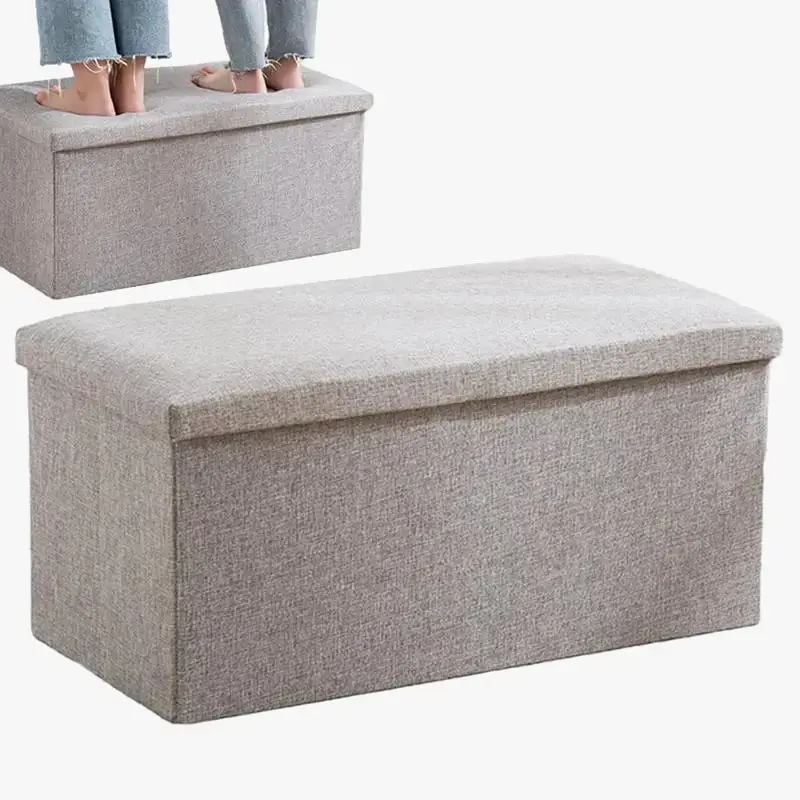 Rectangular fabric folding ottoman bench with storage Nouvel Arrivage