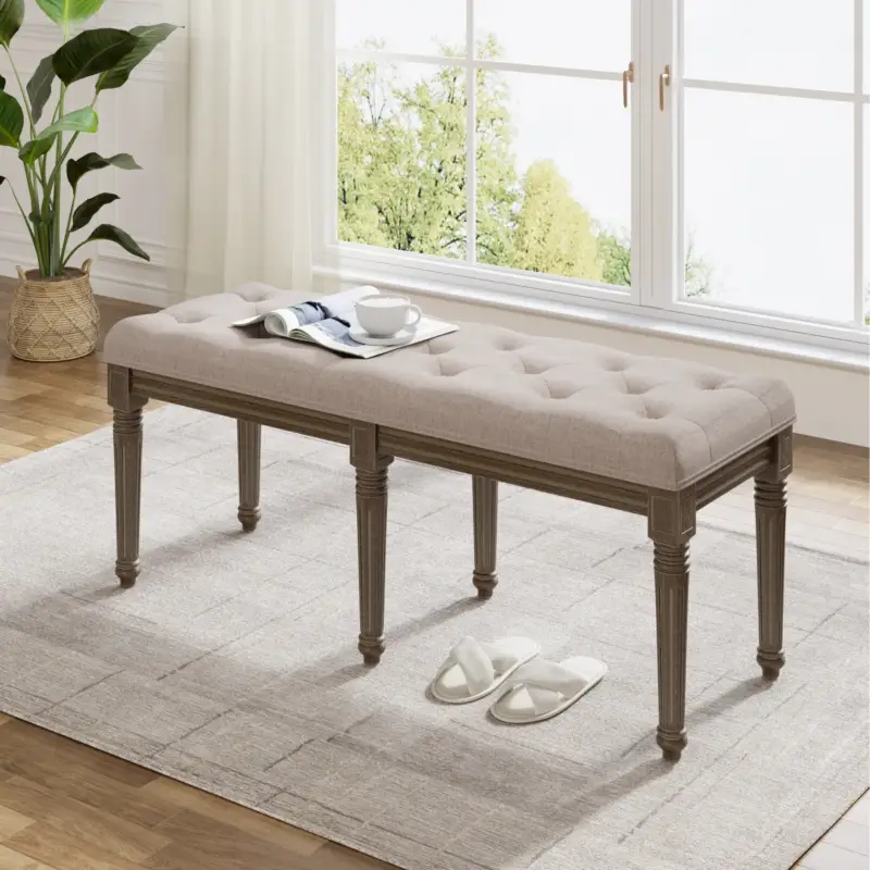 Upholstered wooden entryway bench for shoes and storage Retour Gratuit