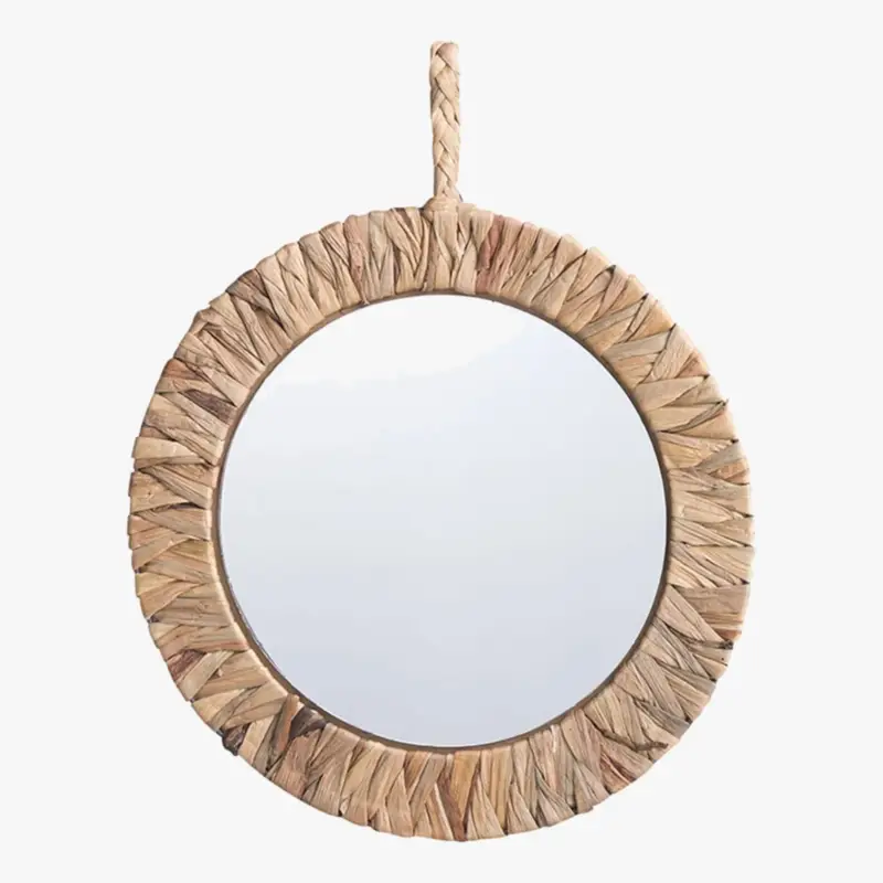 Vintage style round rattan mirror for interior decoration Offre Exclusive