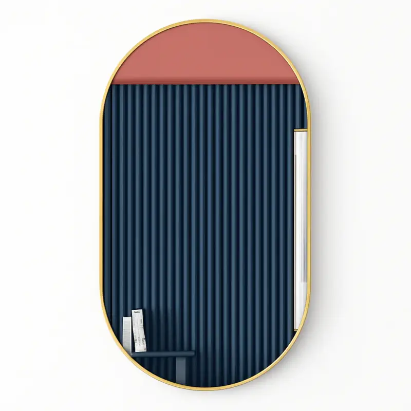 Gold oval wall mirror for bathroom and makeup Bon Marché