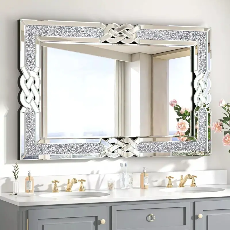Dernier Modèle Rectangular glass mirror with decorative crystal frame