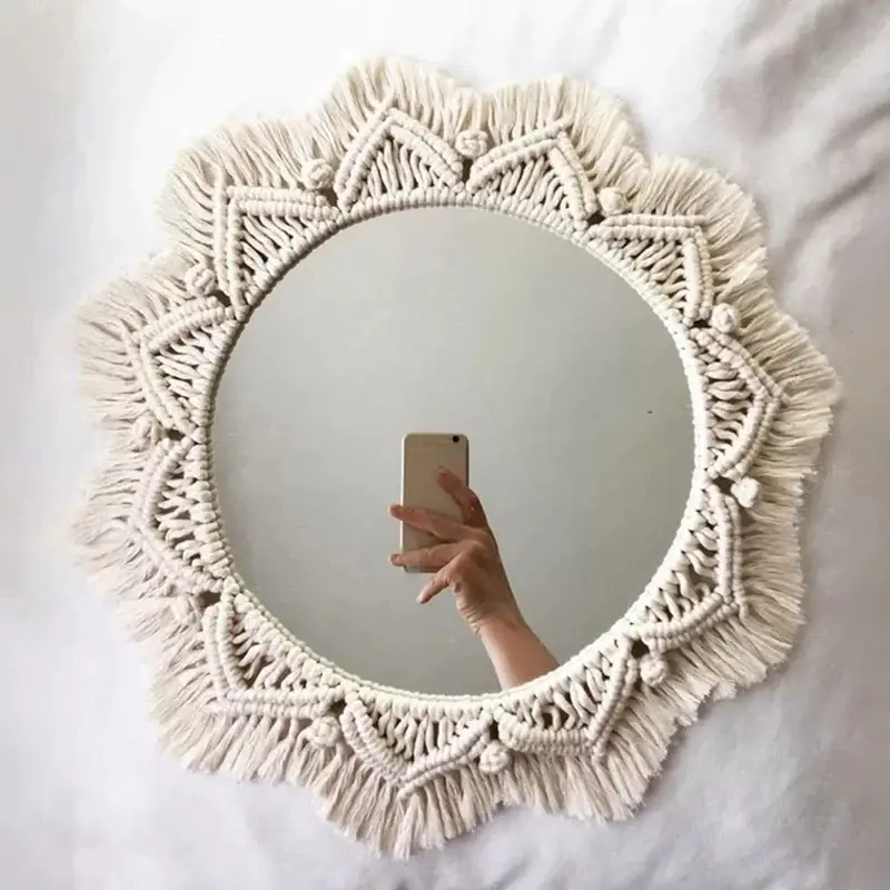 Expédition Rapide Macrame wall mirror bohemian style home decor