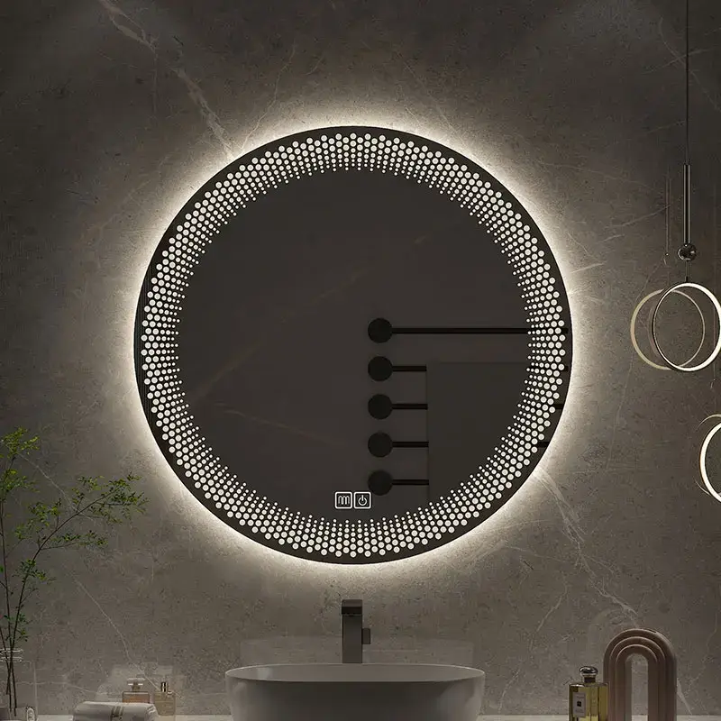 Round led mirror with adjustable backlight and smart anti-fog Meilleure Vente