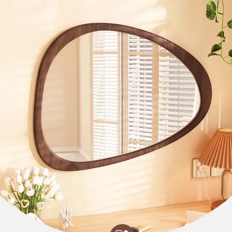 Commande En Gros Trendy mid-century wooden wall mirror with hd reflection
