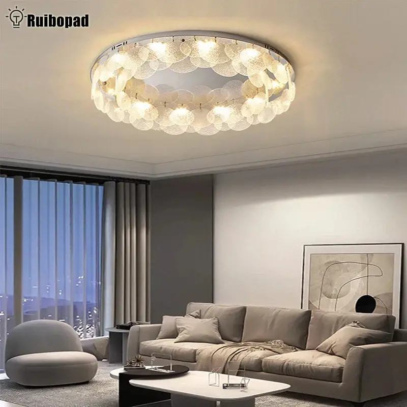 Round glass led ceiling light for interior decoration Commande En Gros