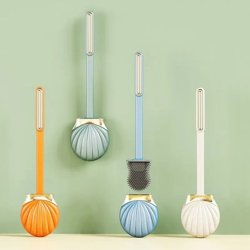 Silicone toilet brush with practical holder and long handle Produit De Marque