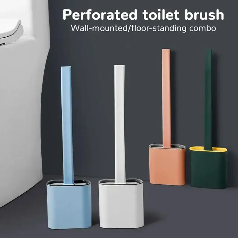Top Vente Silicone toilet brush with wall holder and long handle