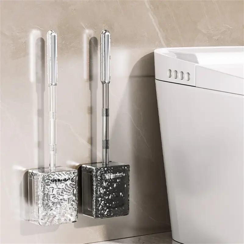 Offre Exclusive Suction cup glacier pattern toilet brush with long handle and wall ...