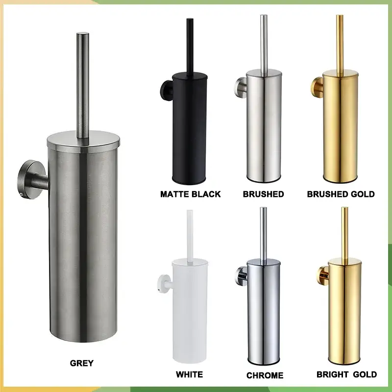 Dernière Chance Wall-mounted stainless steel toilet brush holder for cleaning and s...