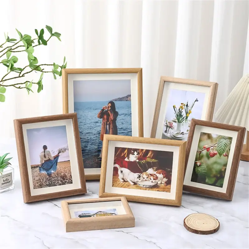Wooden photo frame for family, wedding and travel portraits Livraison Express