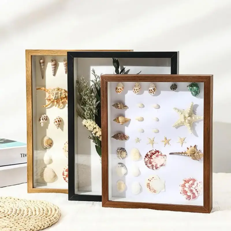 Retour Gratuit Handmade wooden photo frame with dried flowers and 3d plants