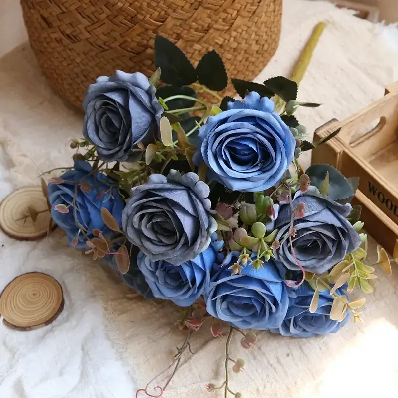 Achat Immédiat Artificial silk rose bouquet for home decoration