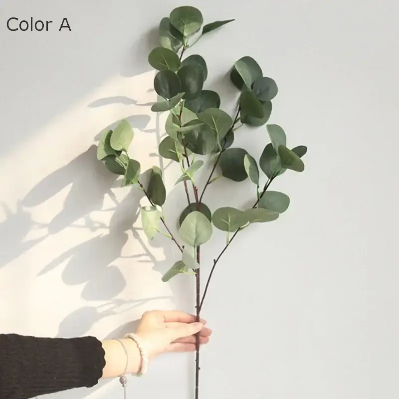 Promotion Eucalyptus tree branch with round leaves retro artificial foliage d...