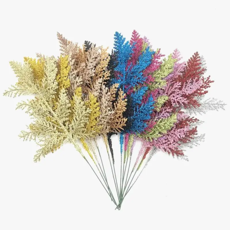 Christmas pine leaves glitter for diy wreath and tree decoration Prix Bas